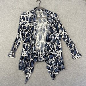 Alberto Makali Silk Blend Draped Open Front Cardigan Blue Womens S Boho Resort